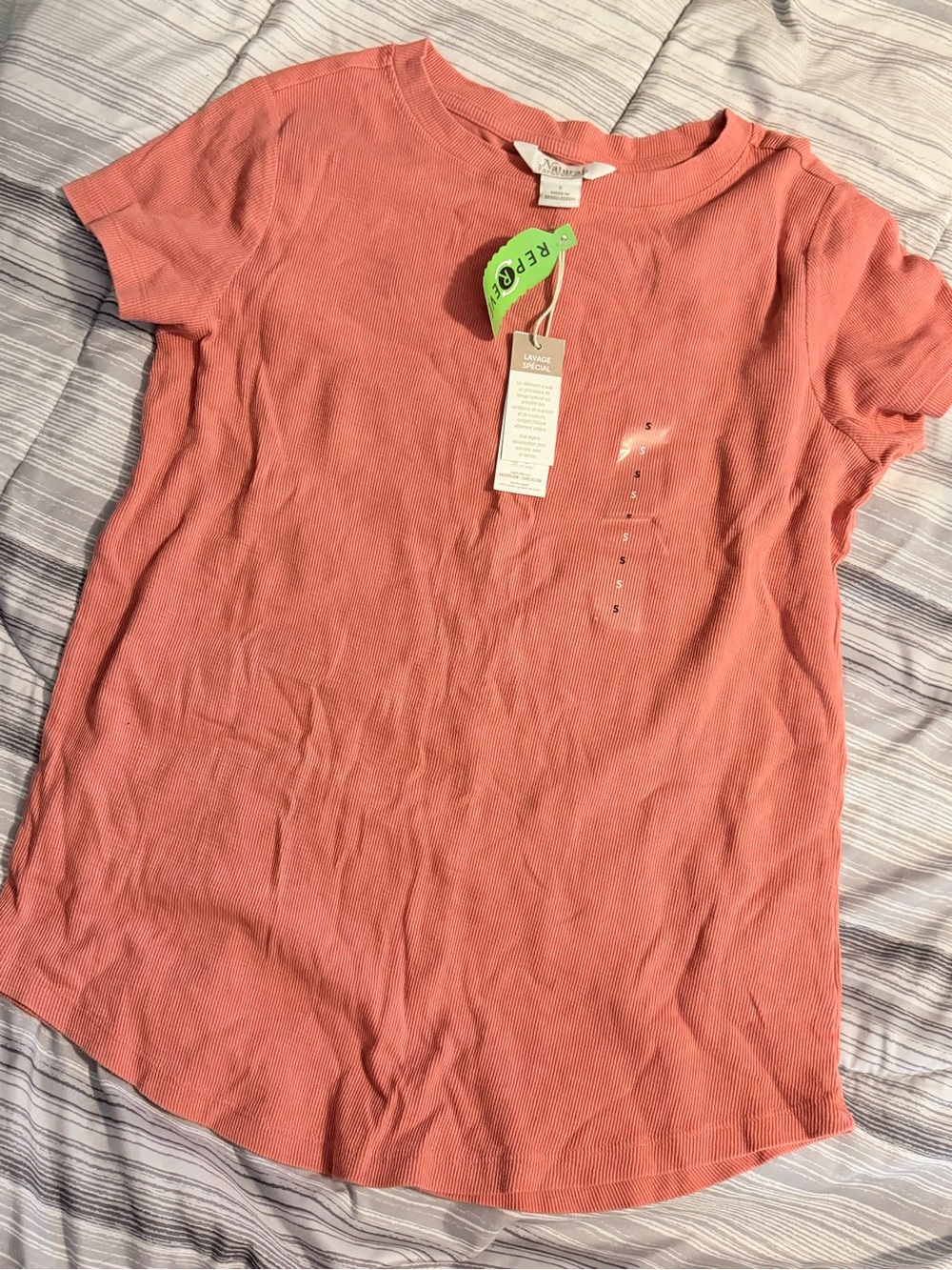 Natural Reflections Coral Short-Sleeve Ribbed Tee